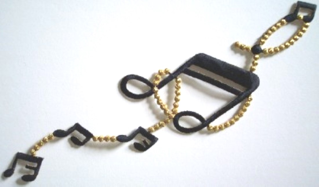 Gold/Black Notes Chain Applique