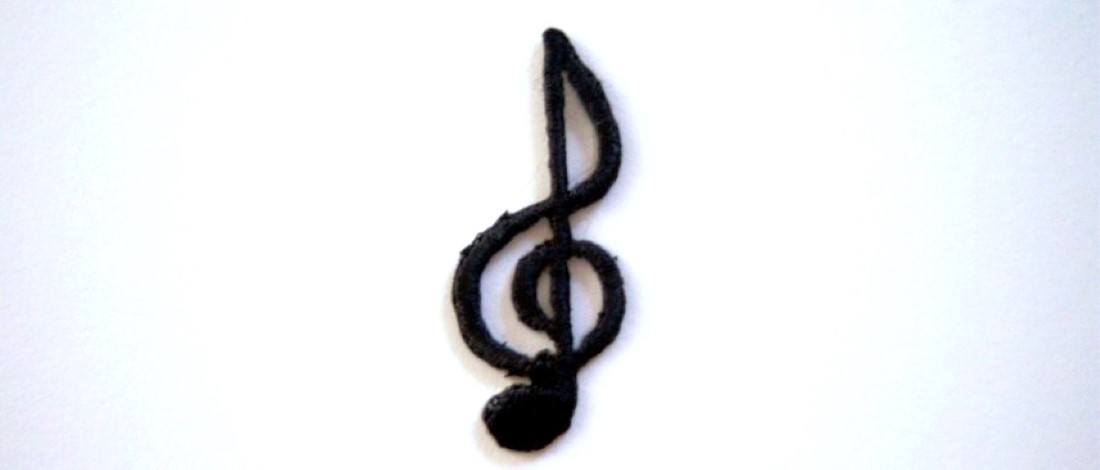 Black G Clef 1" Iron On Applique