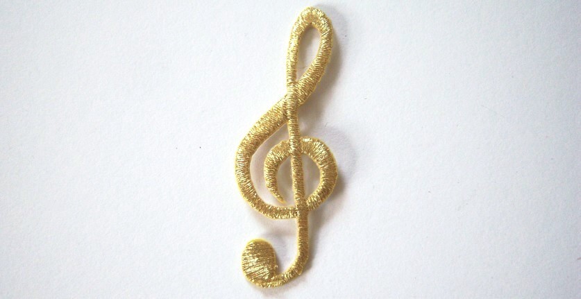 Gold Metallic G Clef 2 3/8" Applique