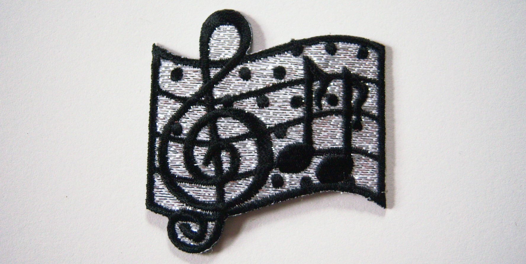 Silver/Black G Clef/Notes Applique