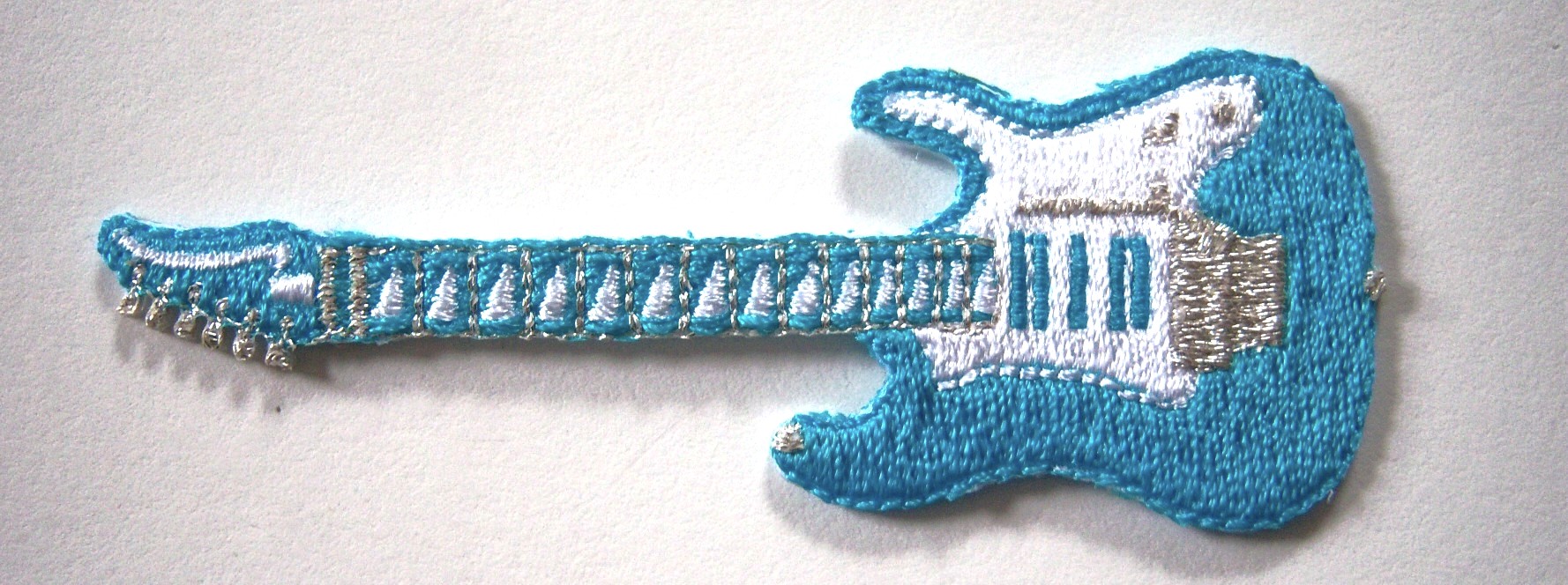 Aqua/Silver Guitar Applique