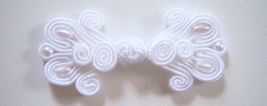 White Beaded 1 1/8" x 2 1/2" Frog Closure