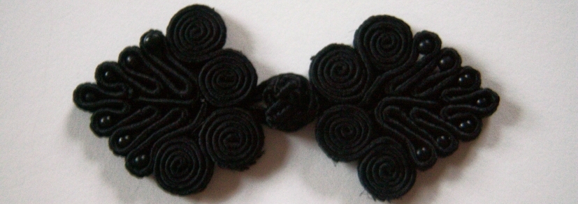 Black Beaded 1 1/4" x 3" Frog Closure