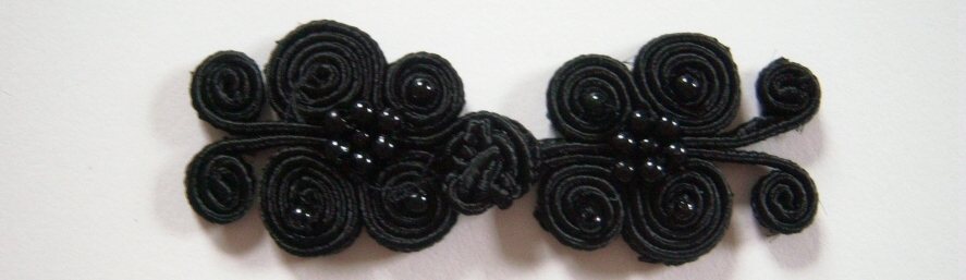 Black Bead 1" x 2 3/4" Frog Closure