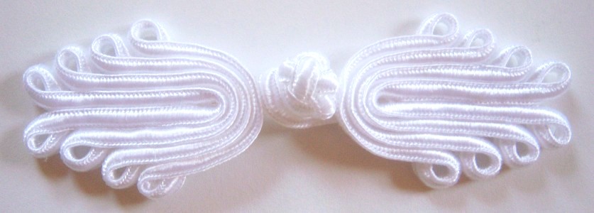 White 1 1/2" x 4 3/4" Frog Closure