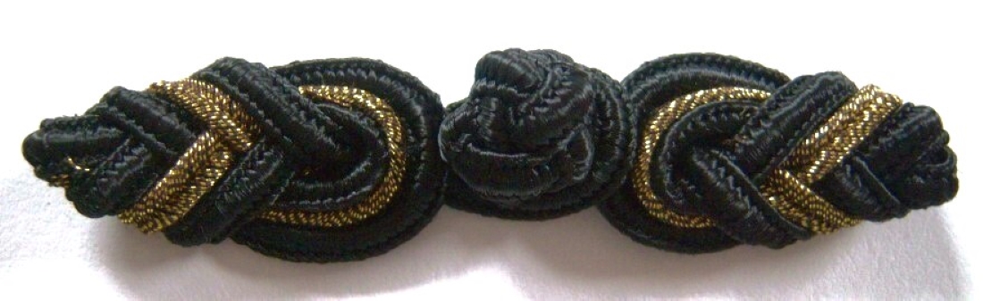 Black/Gold 5/8" x 3" Frog Closure