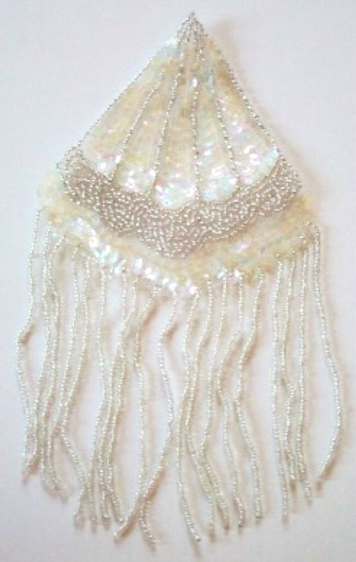 Ivory Iridescent/Silver Bead 8 1/4" Dangle Applique
