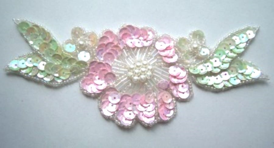 Pink/Mint Pearls Center 6" Applique