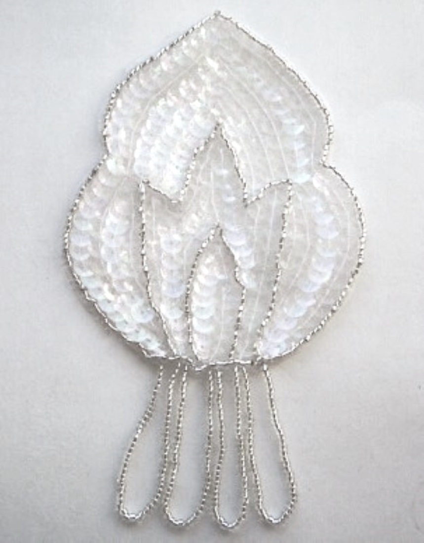 White Iridescent Silver Bead 3 3/4" Dangle