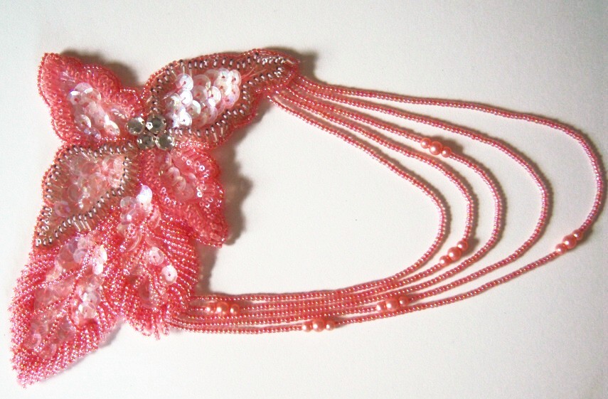 Coral Rhinestone Soft 9 1/2" Dangle Pair