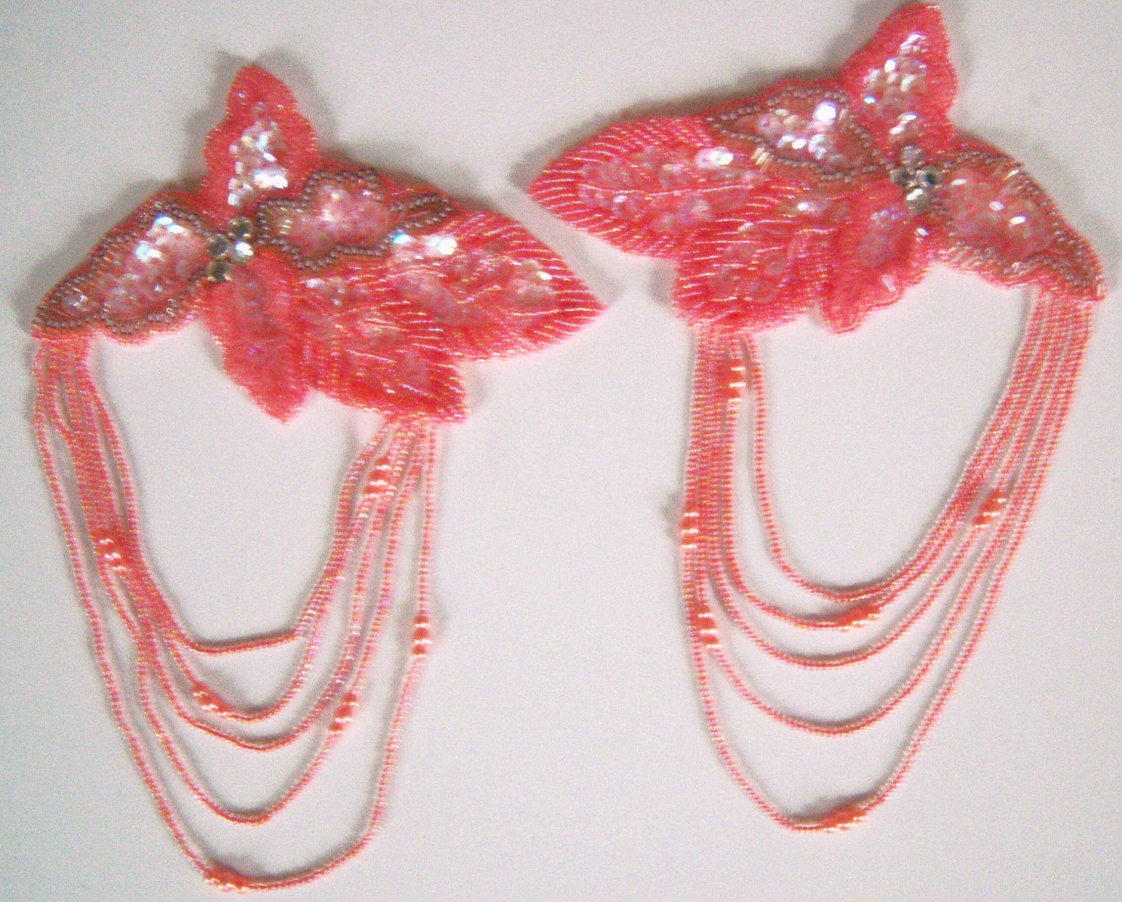 Coral Rhinestone Soft 9 1/2" Dangle Pair