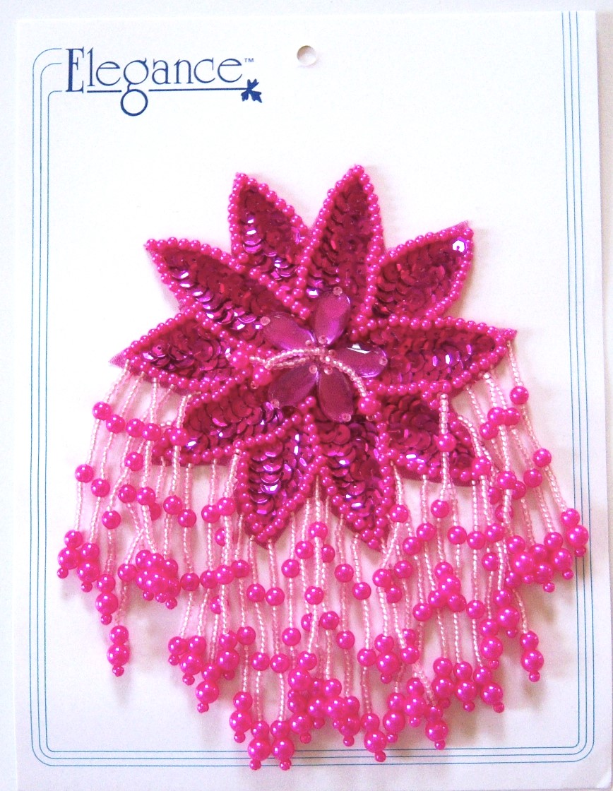 Shocking Pink Sequin/Bead Applique