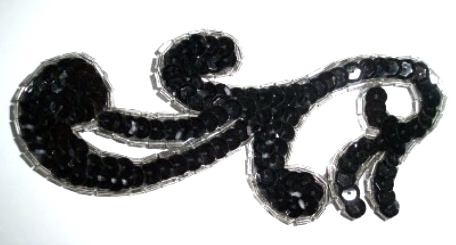 Black/Silver 5 1/4" Scroll Applique
