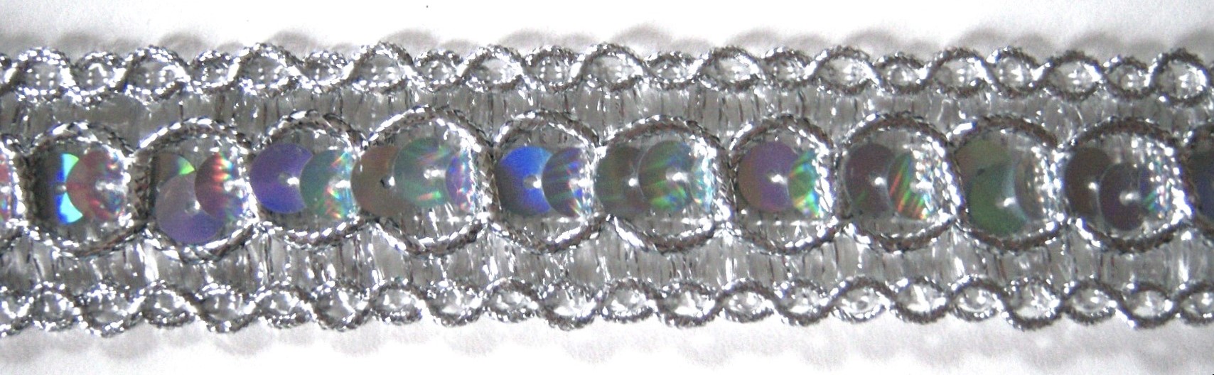 Silver Prism Sequin/Cord 1" Trim