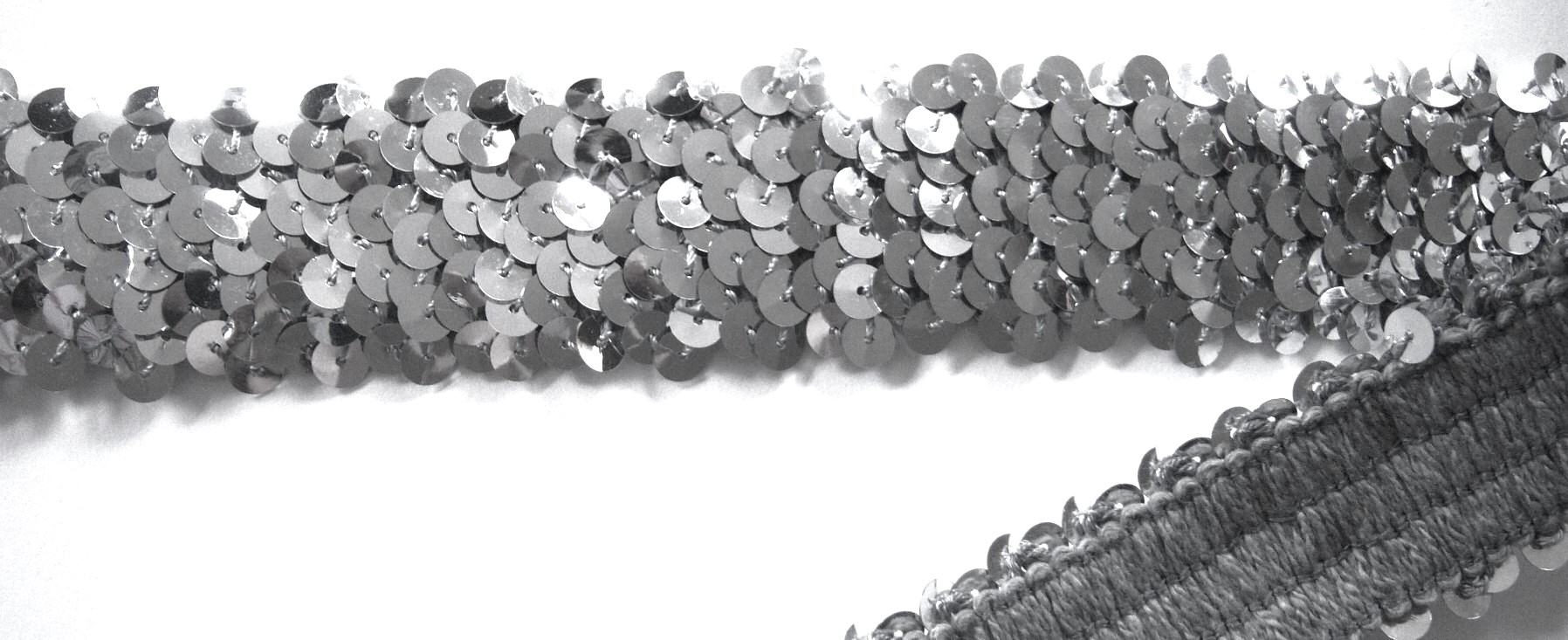 Silver 1 3/8 Stretch Sequin Trim