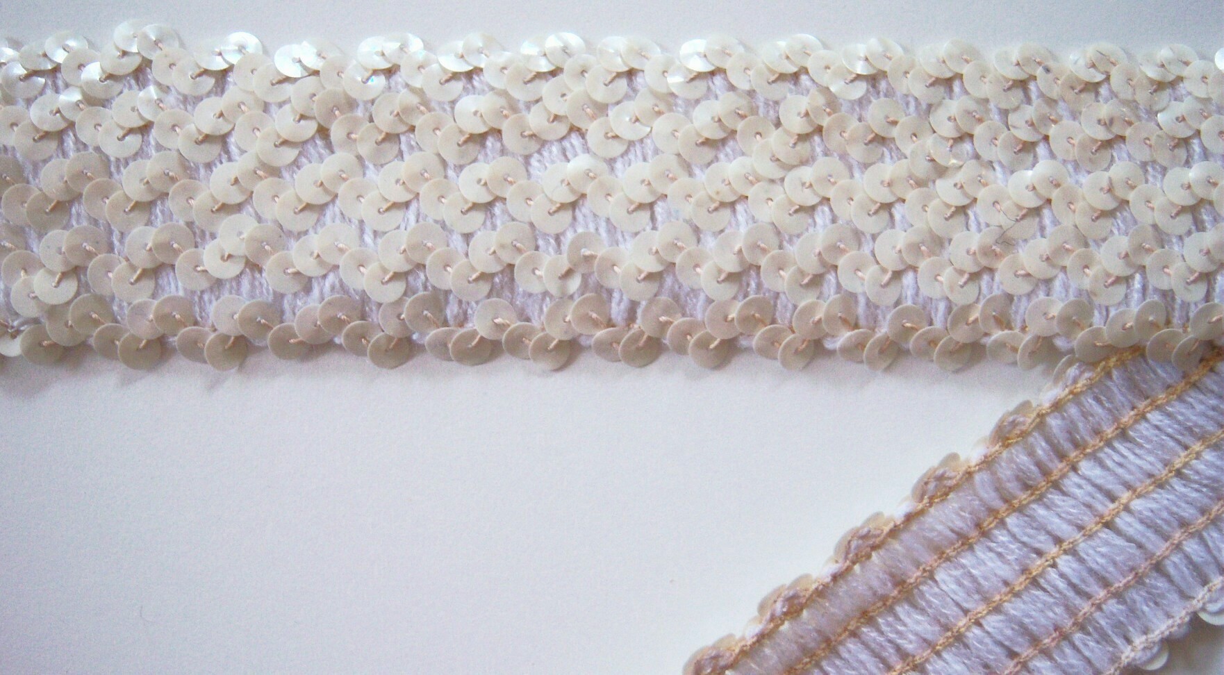 Beige Iridescent 1 7/8" Stretch Sequin Trim