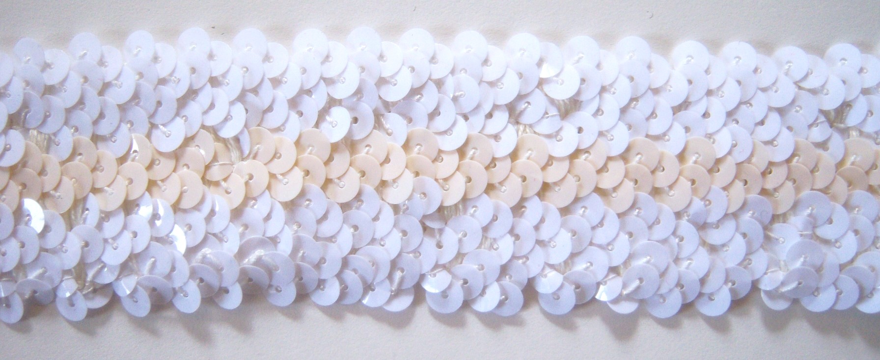 White/Beige 1 7/8" Stretch Sequin Trim