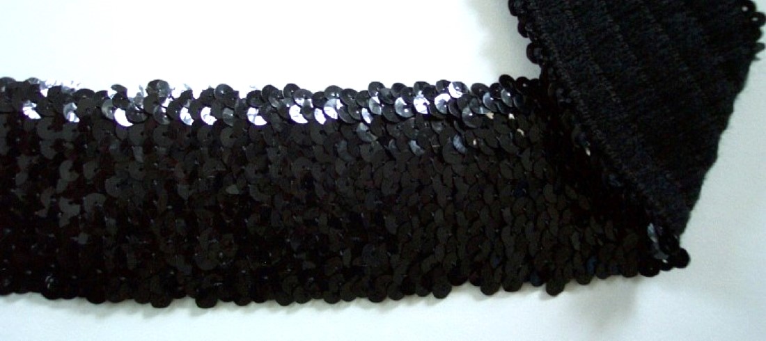 Black Sequin 1 1/2" Stretch Trim