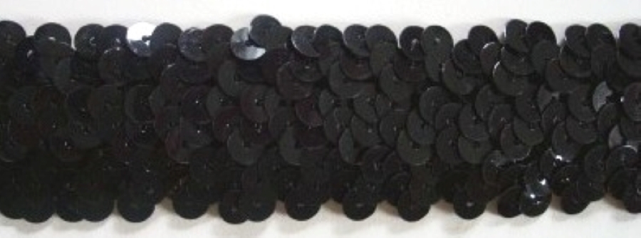 Black 1 1/4" Slight Stretch Sequin Trim