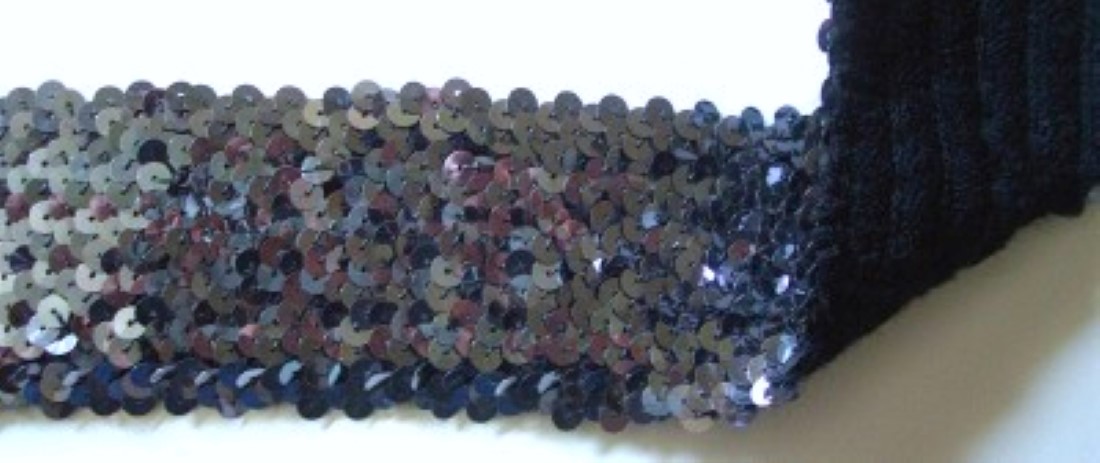 Gunmetal 2 3/8" Stretch Sequin Trim