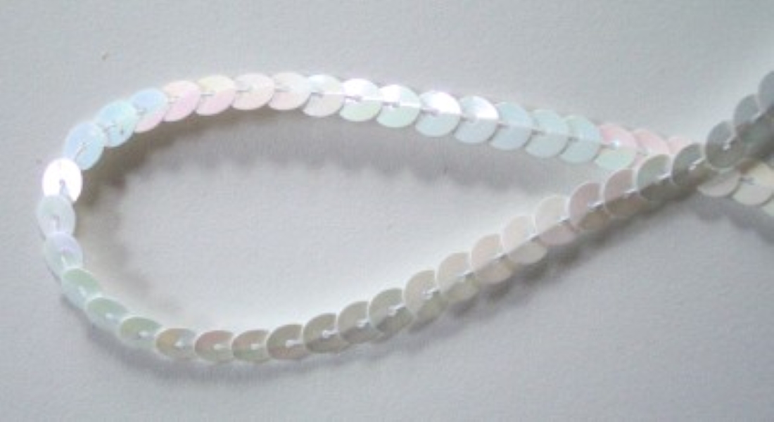 Off White Iridescent 6mm-1/4" Sequin Strand