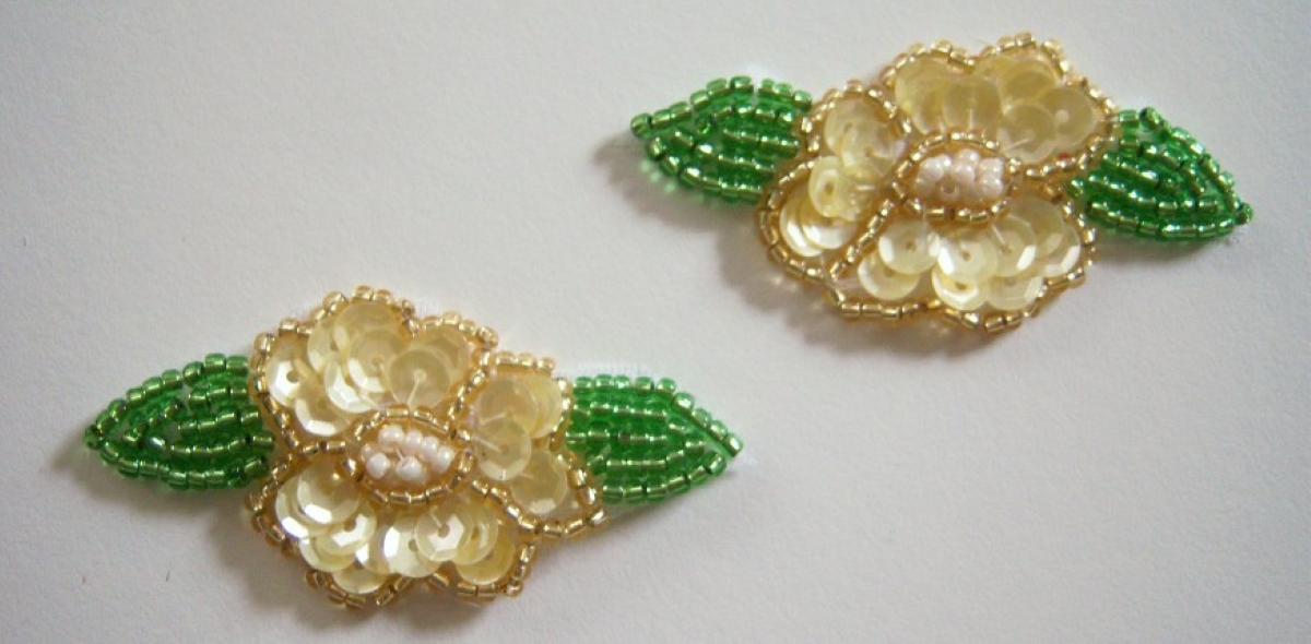 Yellow/Green 2 1/4" Sequin Beaded Pair