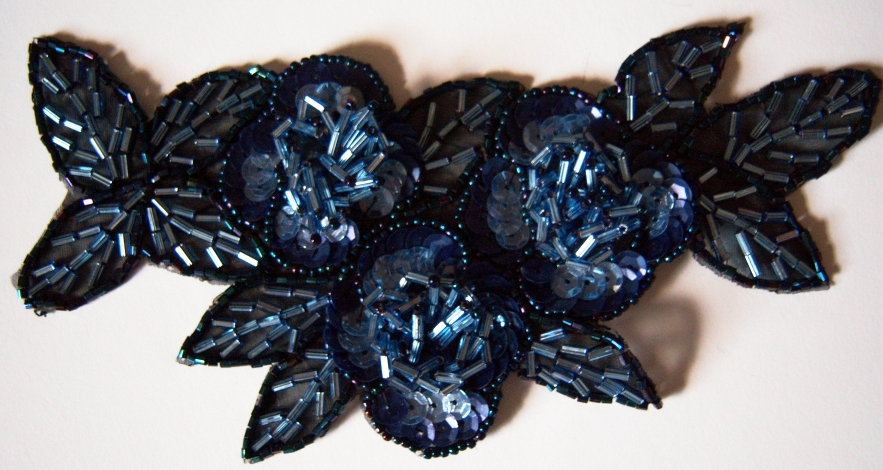 Navy Raised Bead/Sequin 7" Applique