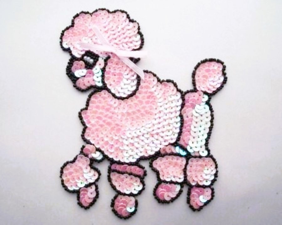 Pink Sequin/Black Bead 5 1/2" Poodle