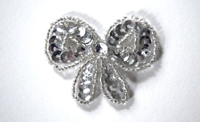 Silver Sequin/Bead 1 7/8" Bow