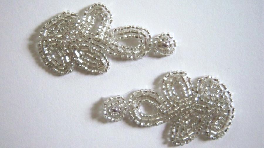 Silver Beaded 2 1/2" Pair