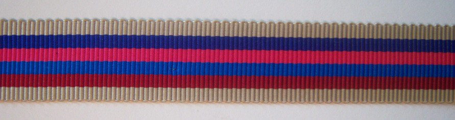 Tan/Royal Stripe 11/16" Acetate Ribbon