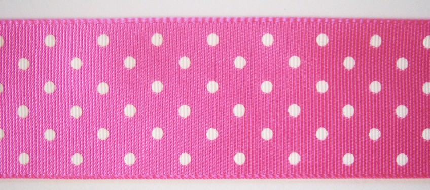 Hot Pink/White Dot 1 1/2" Grosgrain Ribbon