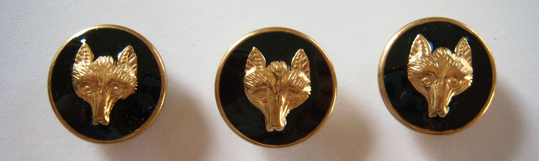 Black/Gold Fox Head 3/4" Poly Button