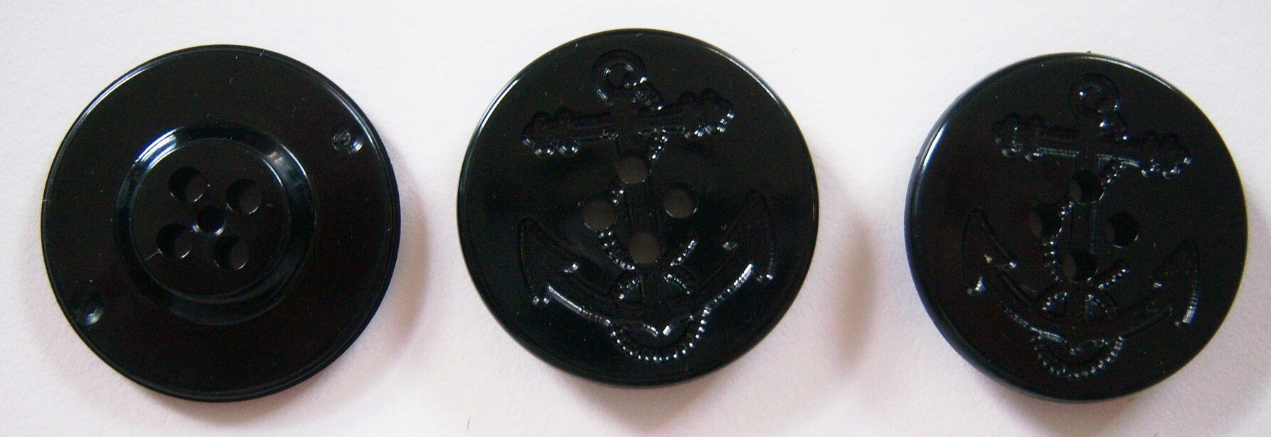 Shiny Black Anchor 1 1/8" Poly Button