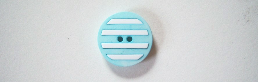 Aqua with four white bars across 7/8" 2 hole nylon button.
