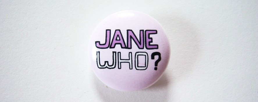 Round pale orchid and in purple Jane Who? 15/16" with shank back poly button.