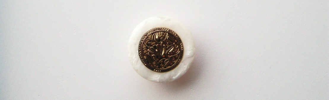 Off White Pearl/Gold 7/8" Poly Shank Button