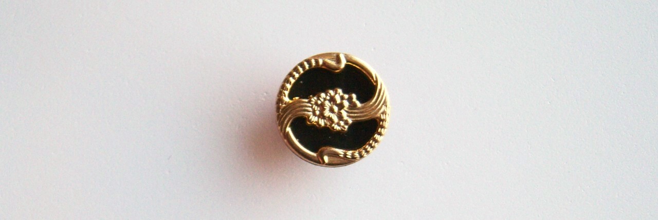 Black/Gold Center 3/4" Poly Button