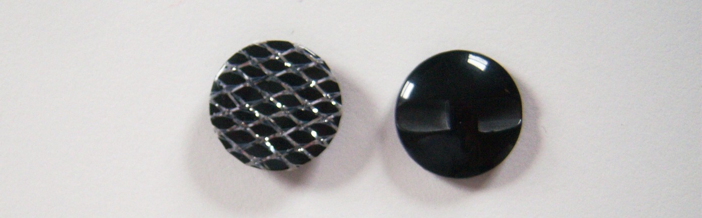 Black/Silver Metallic 3/4" Poly Button