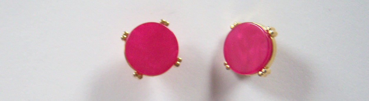 Hot Pink Pearlized/Gold 1/2" Shank Button
