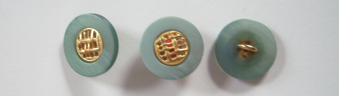Lt Green/Gold 13/16" Poly Shank Button