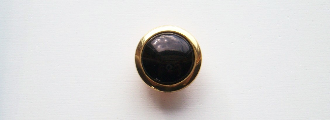 Black/Etched Gold Rim 7/8" Poly Button