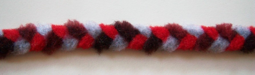 Grey/Wine/Tomato 1/2" Fleece Cord