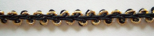 Black/Gold 1/4" Gimp Braid