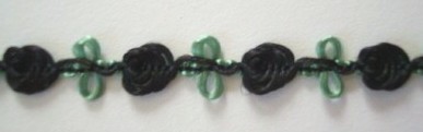 Black/Mint 5/16" Rosebraid