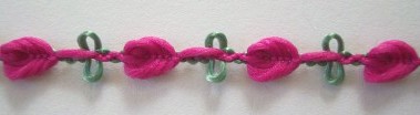 Fuschia/Mint 5/16" Rosebraid