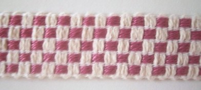 Natural/Dusty Rose Check 1" Braid
