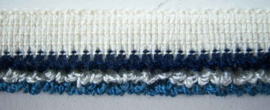 Ivory/Blues Stripe 3/4" Piping