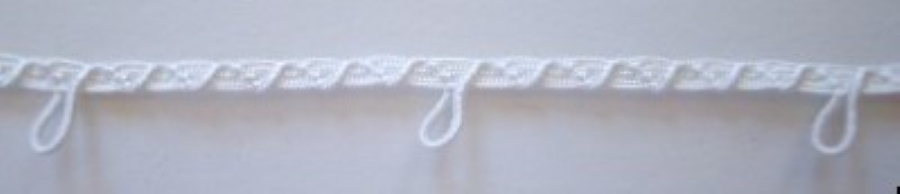 White 3/8 Inch Button Loop Elastic