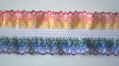 White Ruffled Rainbow 1 Inch Elastic
